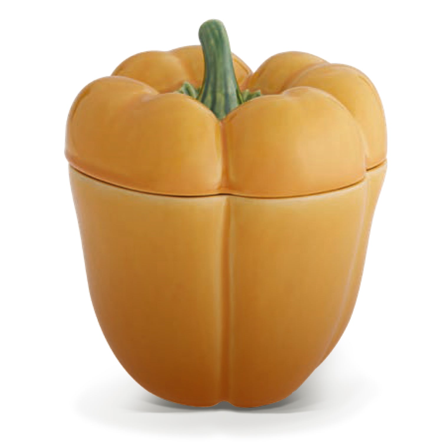 Caja grande de cerámica con tapa en forma de pimiento amarillo de Bordallo Pinheiro