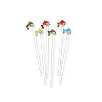 Pinchos artesanales de vidrio para botanear en dorma de pez Marlín, de colores