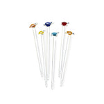 Pinchos artesanales de vidrio para botanear de colores en forma de Tortugas
