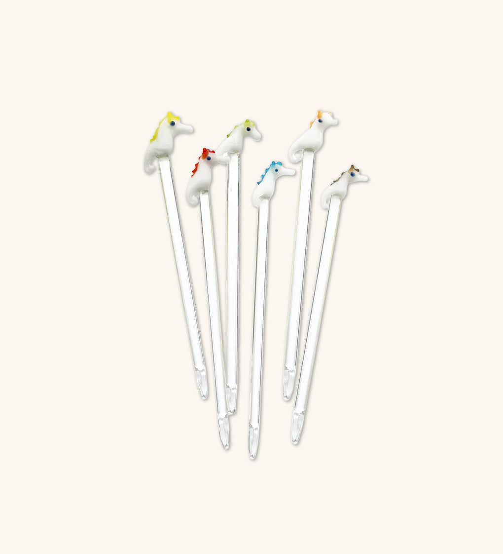 Pinchos Artesanales de Cristal en Forma de Caballito de Mar