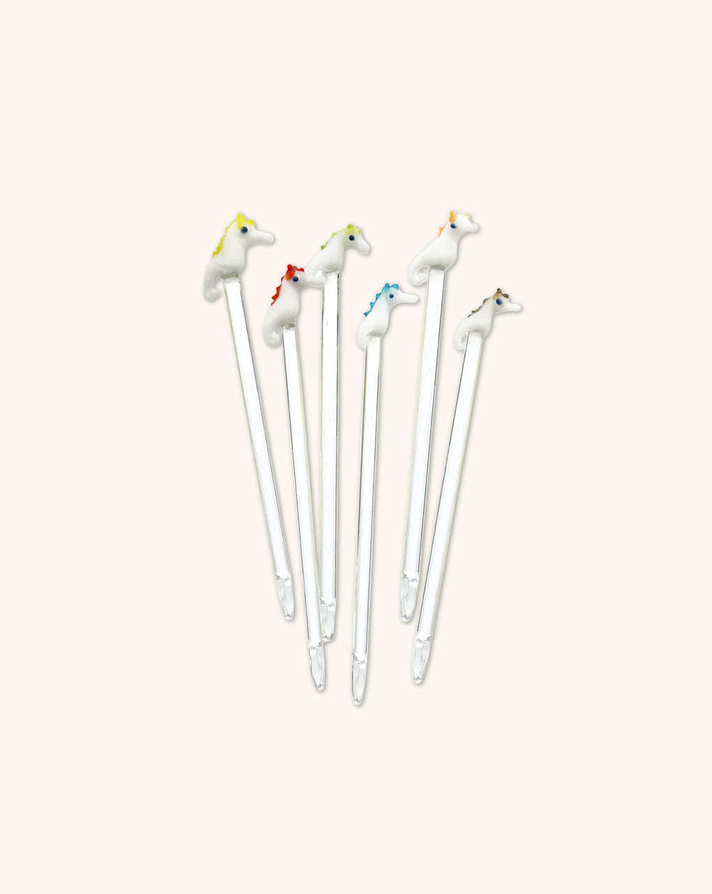 Pinchos Artesanales de Cristal en Forma de Caballito de Mar