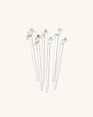 Pinchos Artesanales de Cristal en Forma de Caballito de Mar. Set de 6