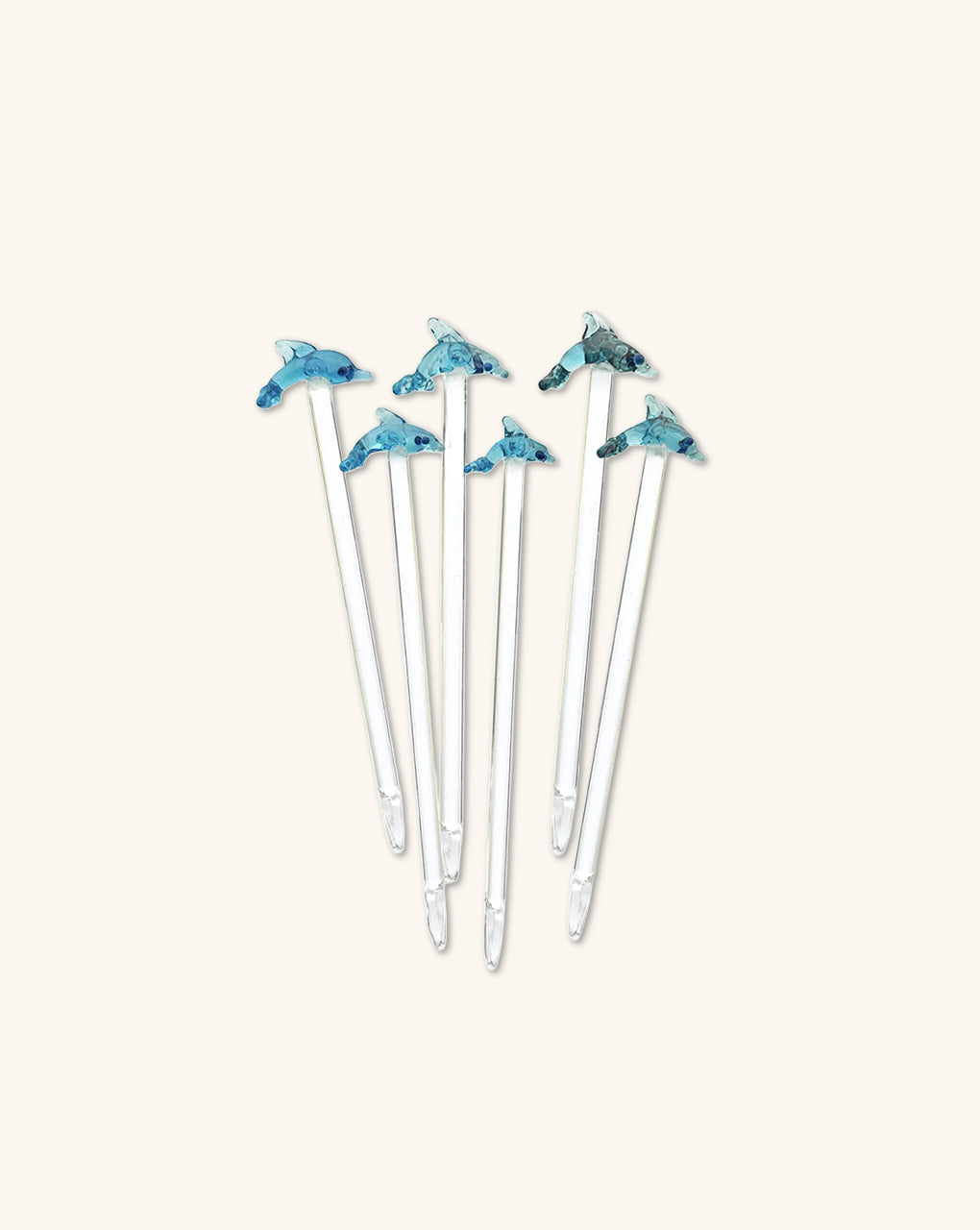 Pinchos Artesanales de Cristal en Forma de Delfín. Set de 6
