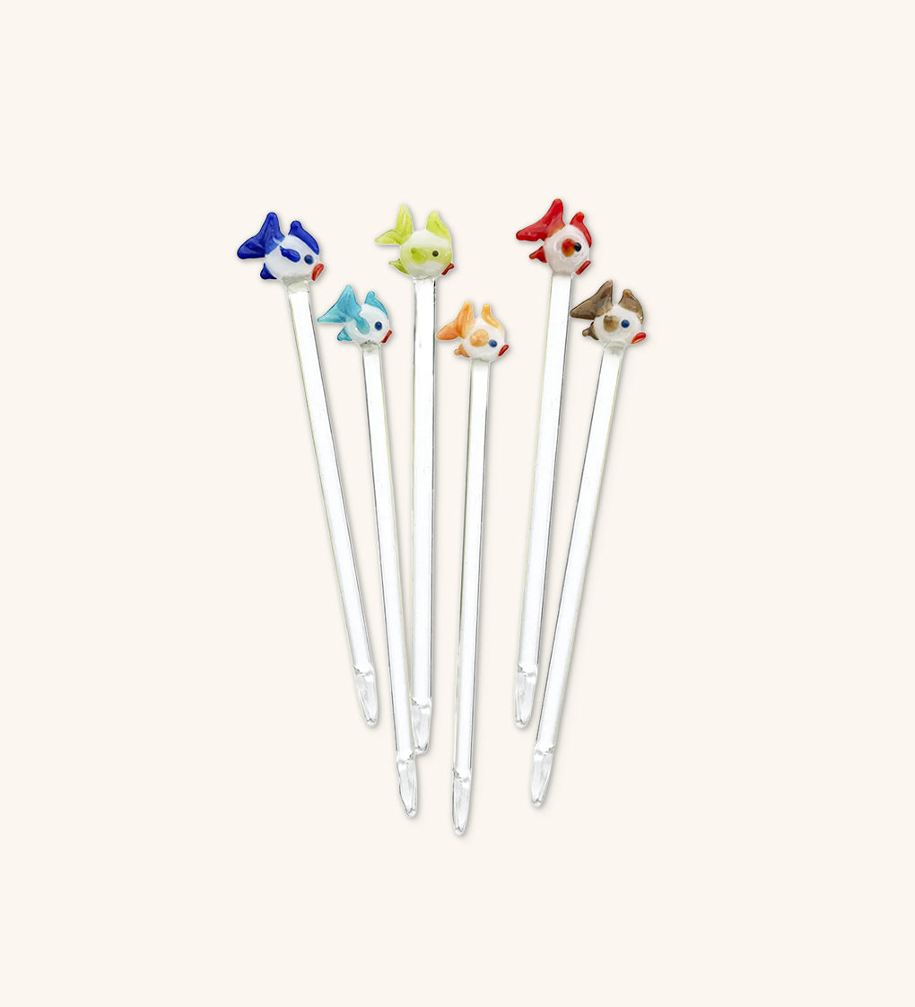 Pinchos Artesanales de Cristal en Forma de Pez