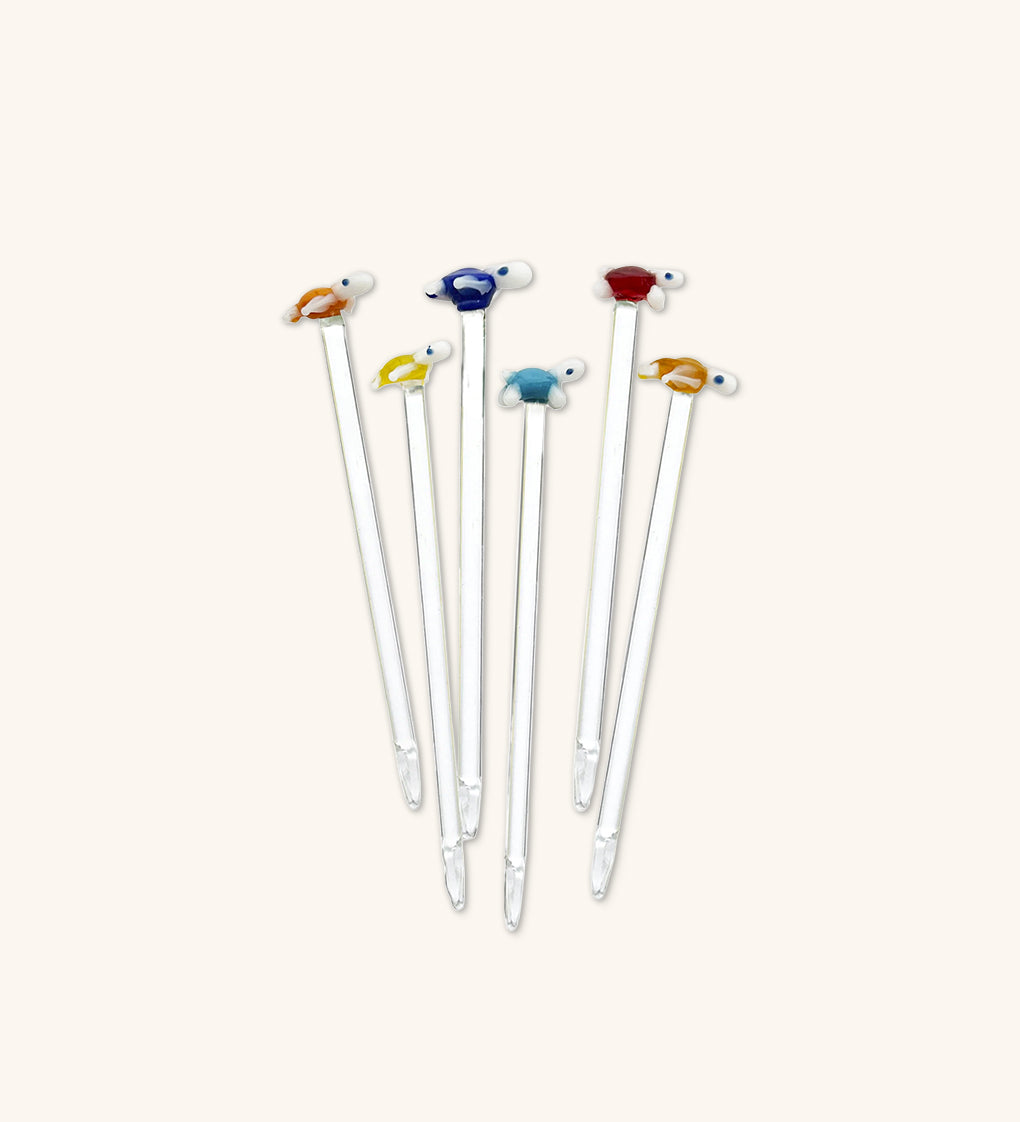 Pinchos Artesanales de Cristal en Forma de Tortuga Marina