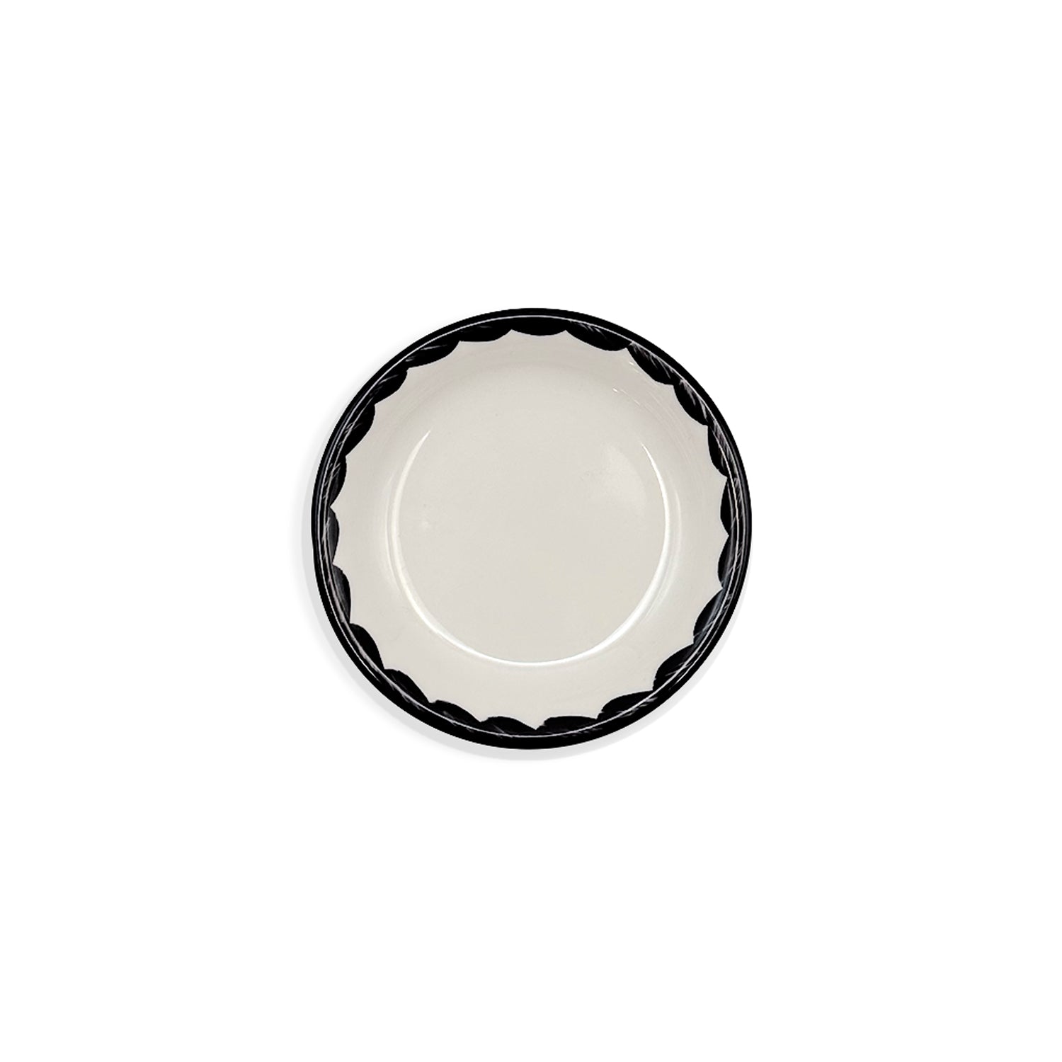 Platito para sal o condimentos de 8 cm de cerámica pintada a mano en blanco y negro