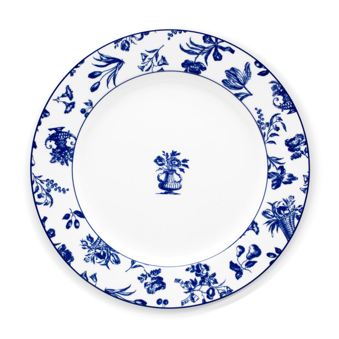 Plato trinche o llano de 27 cm de porcelana blanca con azul, colección Chintz de Vista Alegre