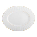 Platón de servir ovalado de 36 cm de porcelana blanca con filo de oro de 24 k de la Colección de Aniversario de 200 años de Vista Alegre