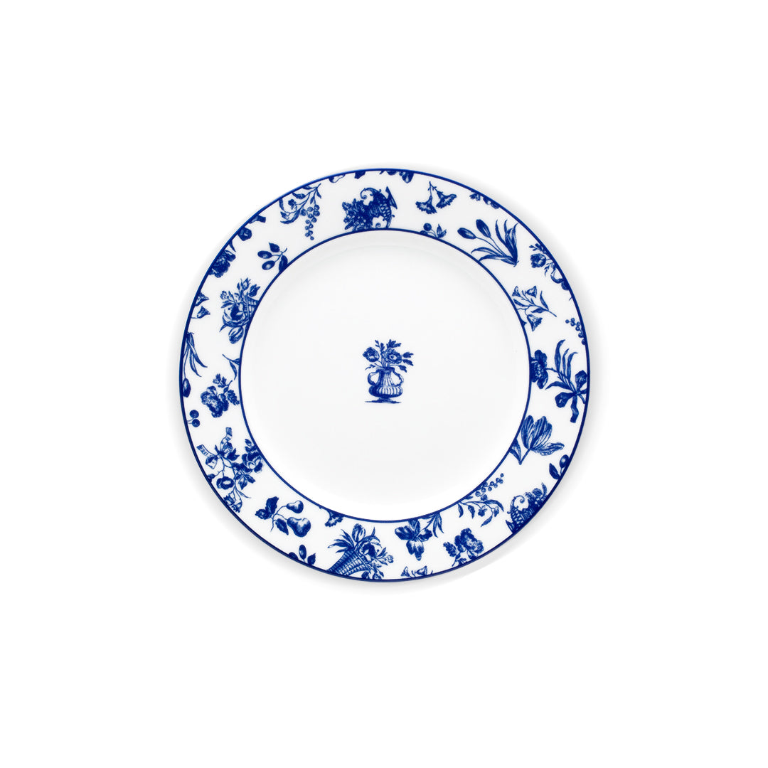 Plato para pan o postre de porcelana blanca con decoración floral en azul, colección Chintz de Vista Alegre