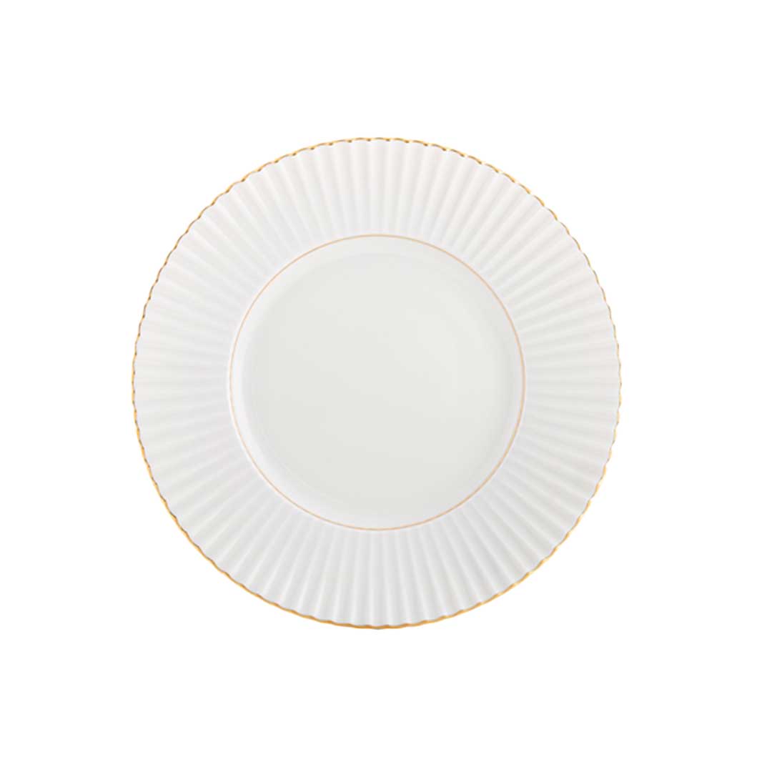 Plato para ensalada de porcelana blanca con oro de 24 k de la colección de aniversario de 200 años de Vista Alegre