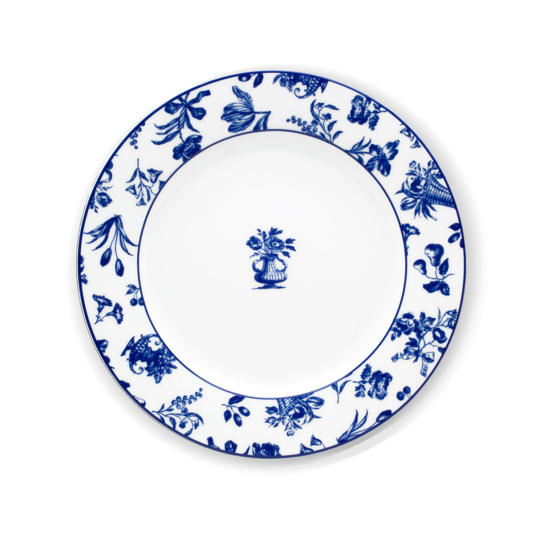 Plato de ensalada o postre de 21 cm de porcelana blanca con azul, de la colección Chintz de Vista Alegre