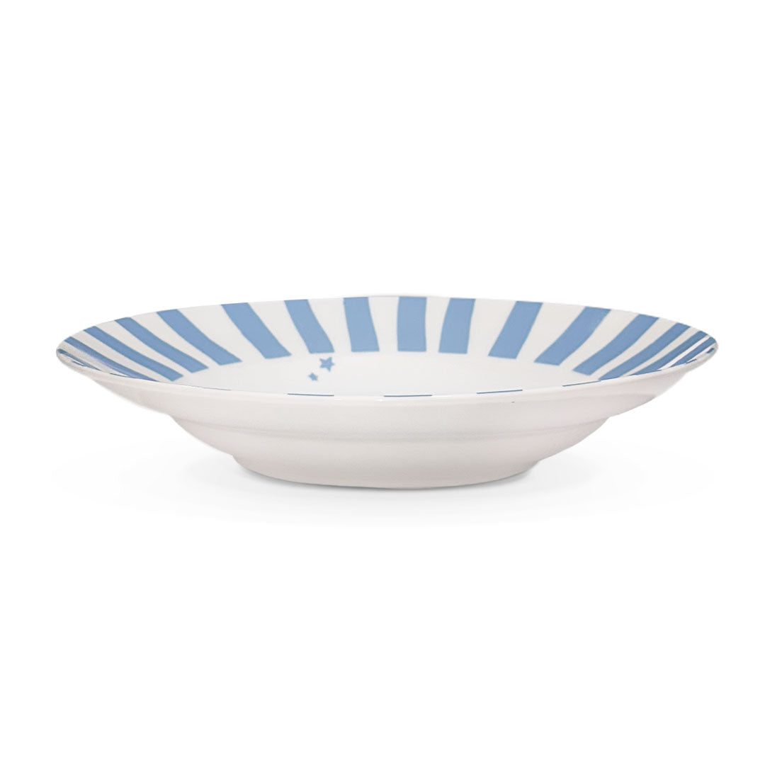 Plato sopero Candy Cane con Rayas Azules, de porcelana marca Zash