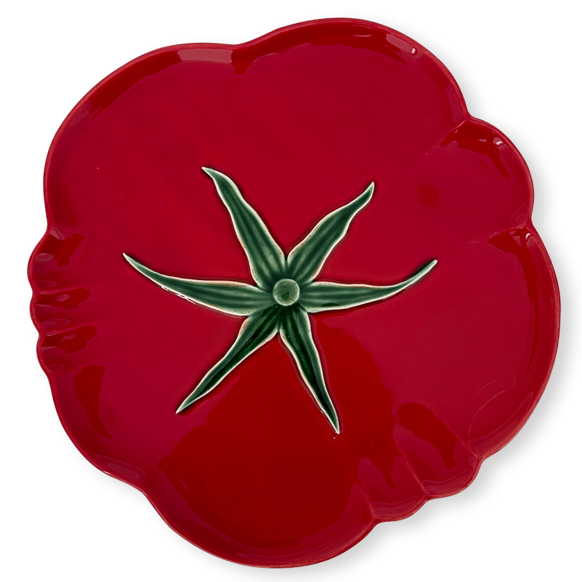 Platón de cerámica para servir Pizza, en Forma de Tomate Rojo de Bordallo Pinheiro