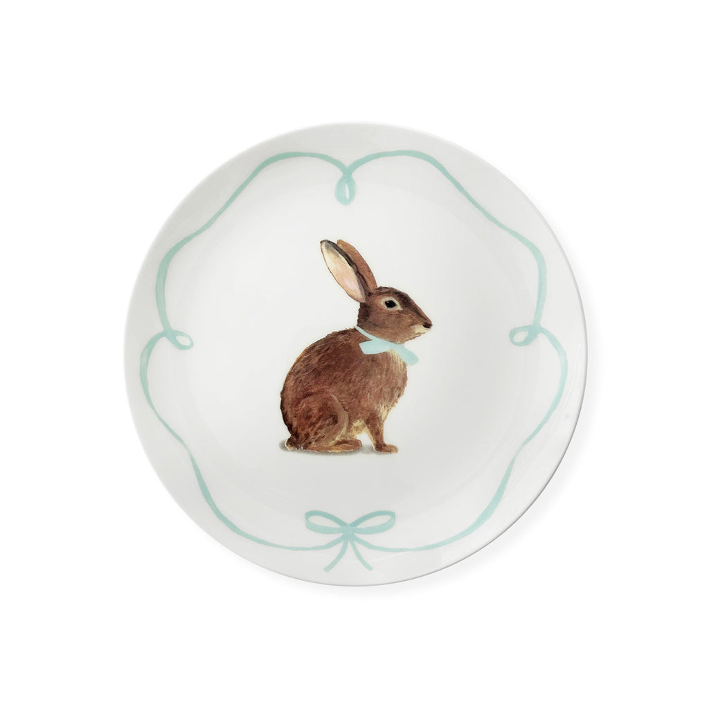 Plato de Ensalada de Porcelana con Conejo y moño, marca Zash