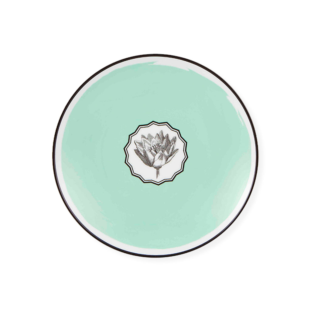 Plato de ensalada de porcelana verde menta de Christian Lacroix Maison para Vista Alegre, línea Herbariae