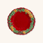 Plato Ensalada Rojo con Hojas y Naranjas 22 cm