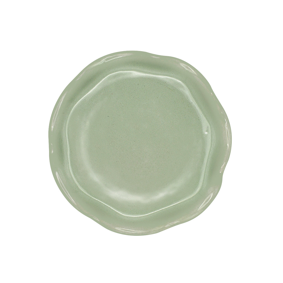Plato de ensalada talavera color verde menta con ondas laterales