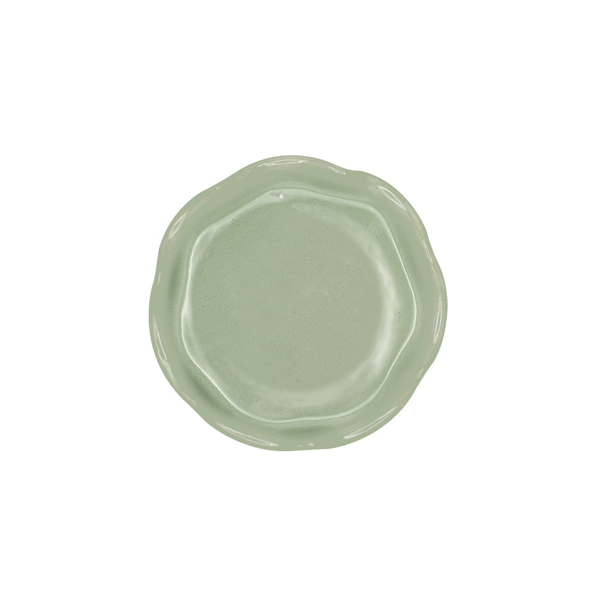 Plato de pan talavera color verde menta con ondas laterales