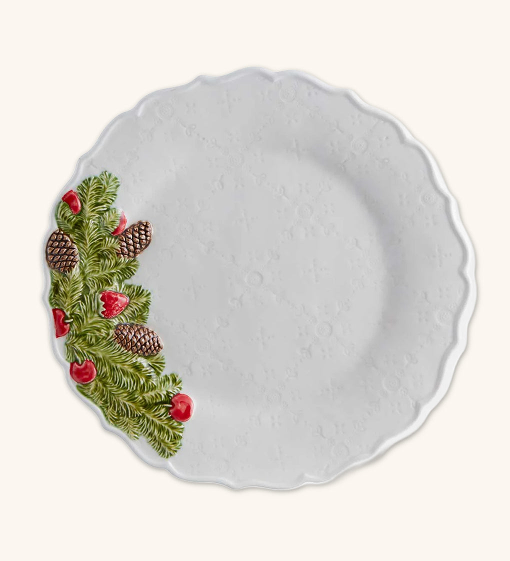 Plato Trinche Corona de Navidad 29 cm. Set de 4.