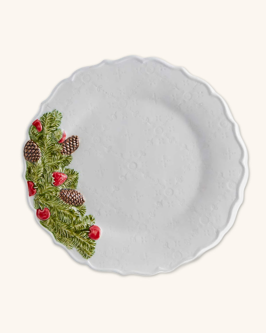 Plato Trinche Corona de Navidad 29 cm. Set de 4.