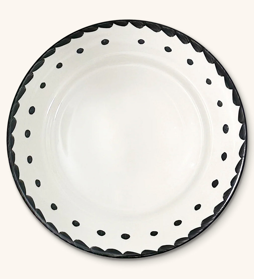 Plato Base 30 cm Puebla en Blanco y Negro