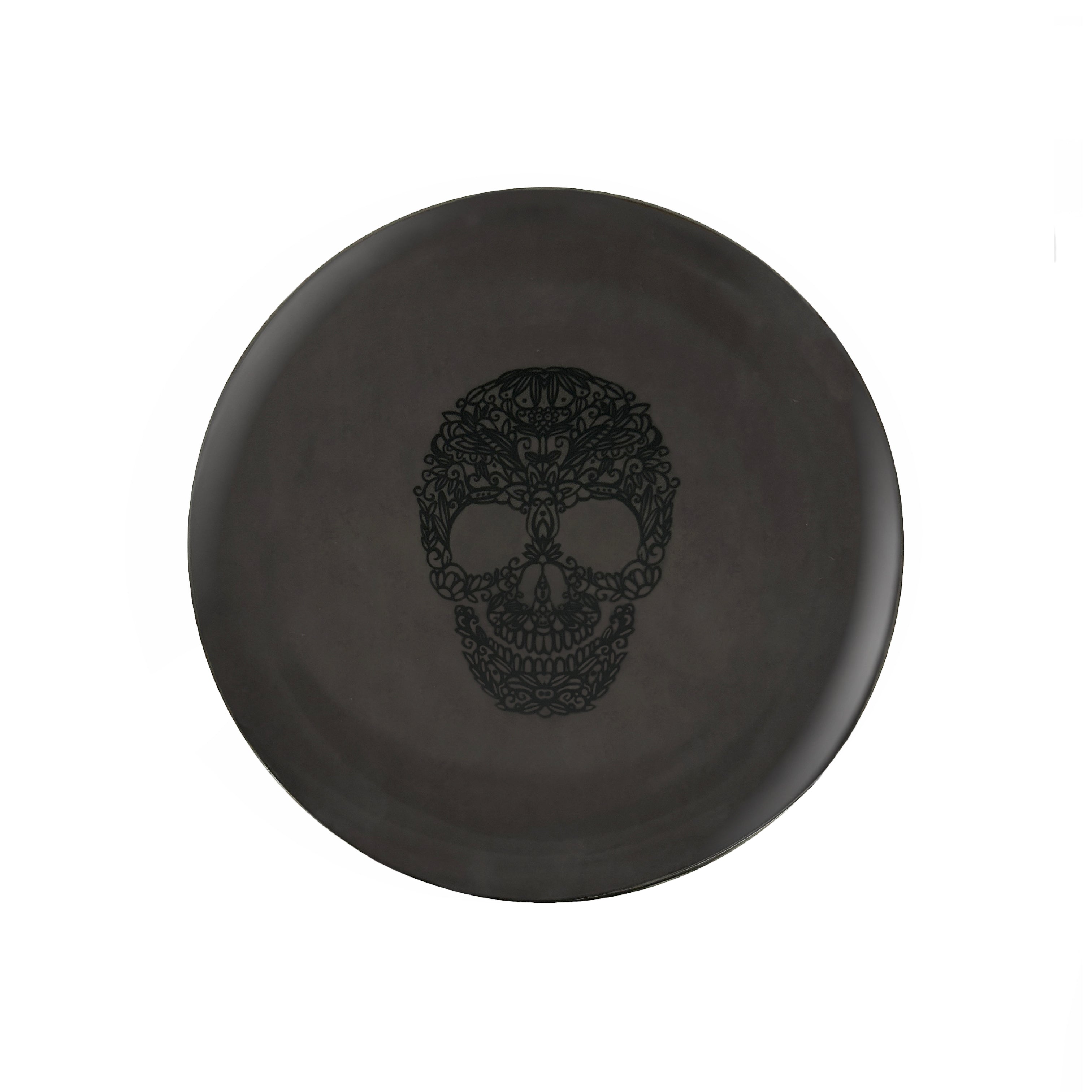 Plato calaca, plato calavera, plato mexicano, plato negro, plato ilustrado, plato de ensalada, plato mediano, plato porcelana, black, skull marca Zash