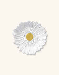 Plato Ensalada Margarita Blanco con Amarillo. Set de 4.