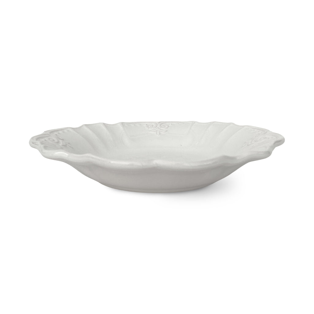 Plato hondo o sopero de cerámica blanca diseño toscana