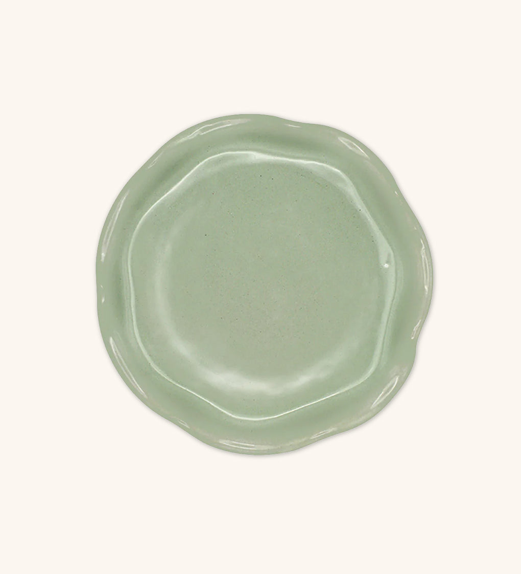 Plato de Ensalada de Talavera Verde, Set de 4.