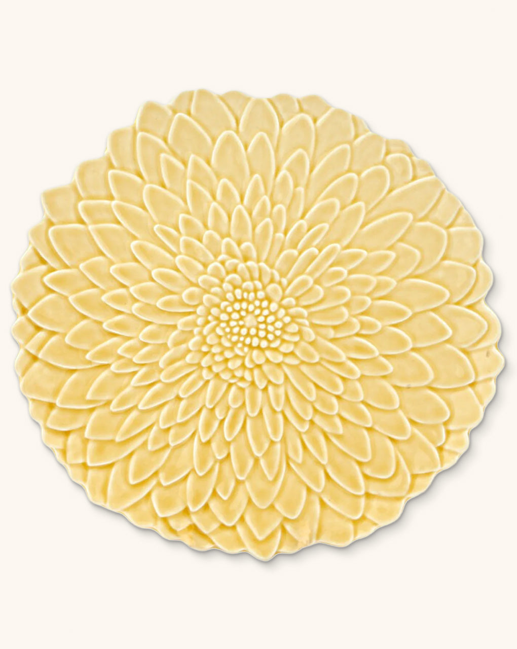 Plato de Servir en Forma de Dalia Amarillo, 34 cm de Cerámica. 1 Pieza