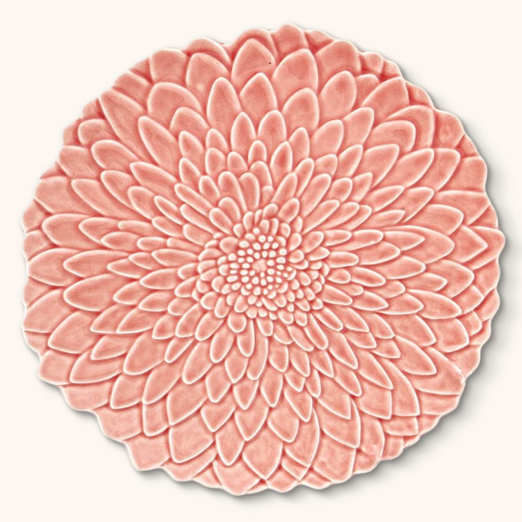 Plato de Servir en Forma de Dalia Rosa Pálido, 34cm de Cerámica