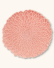 Plato de Servir en Forma de Dalia Rosa Pálido, 34cm de Cerámica. 1 Pieza