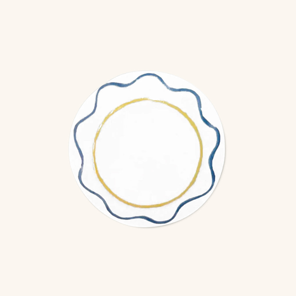 Plato para Pan con Ondas en Azul y Anillo Amarillo