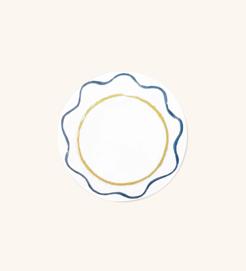Plato para Pan con Ondas en Azul y Anillo Amarillo