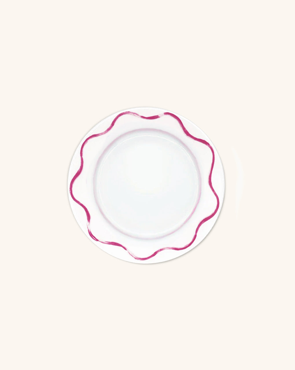 Plato para Pan con Ondas en Rosa Fuerte y Anillo Rosa Claro