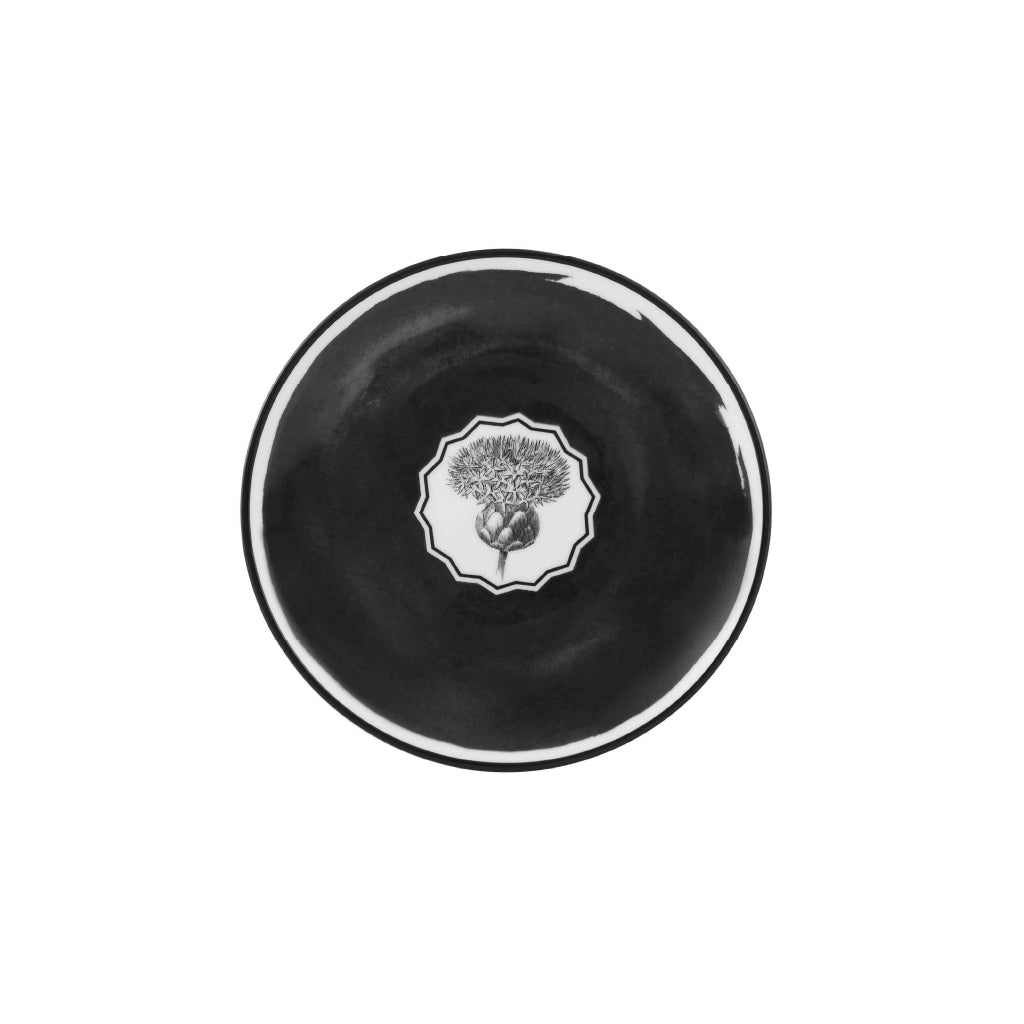 Plato de pan de porcelana negro con blanco de Christian Lacroix Maison para Vista Alegre, línea Herbariae