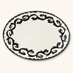 Platón Ovalado 38cm Puebla con Cenefa en Blanco y Negro 