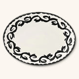 Platón Ovalado 38cm Puebla con Cenefa en Blanco y Negro 