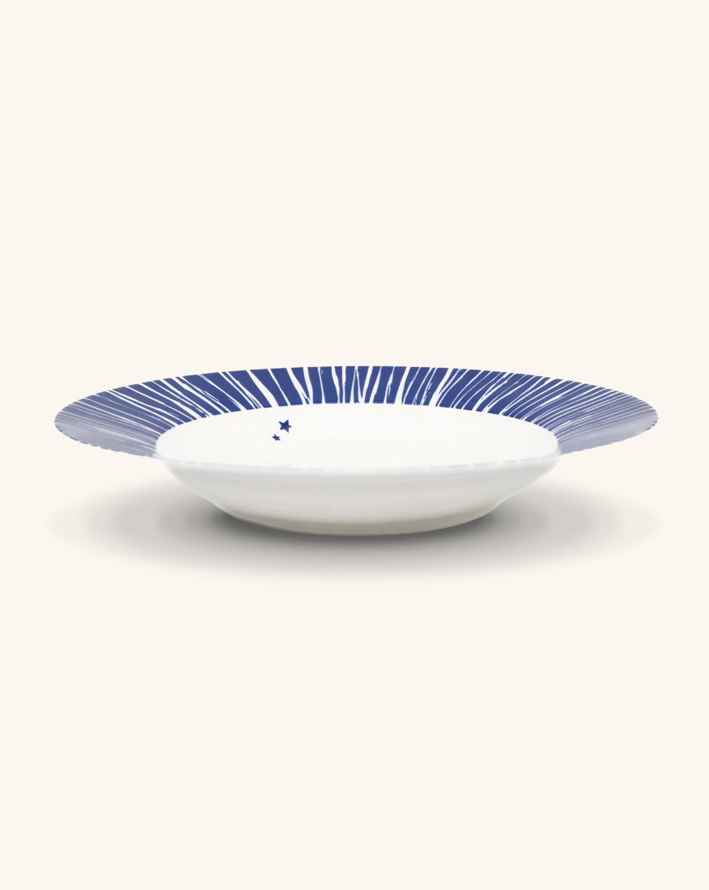 Platos Soperos Azul con Rayas Blancas