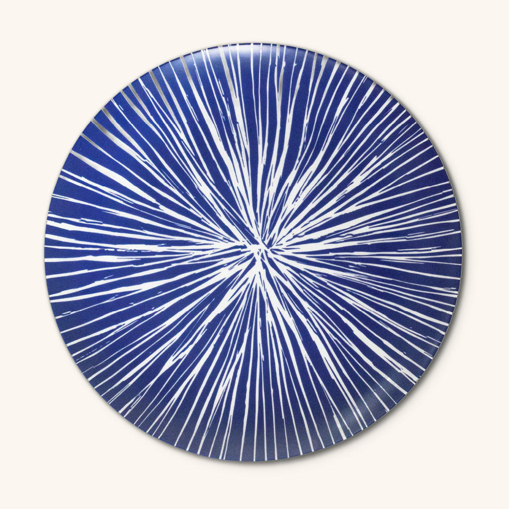 Platos Trinche Azul con Rayas Blancas