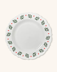 Platos Trinche con Ondas y Cerezas Navideñas, set de 4