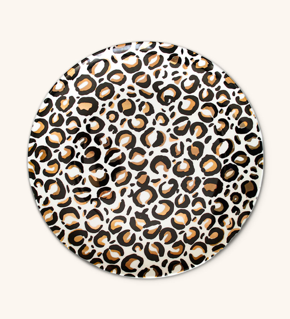 Platos Trinche de Cheetah Print con Oro de 24 Kilates