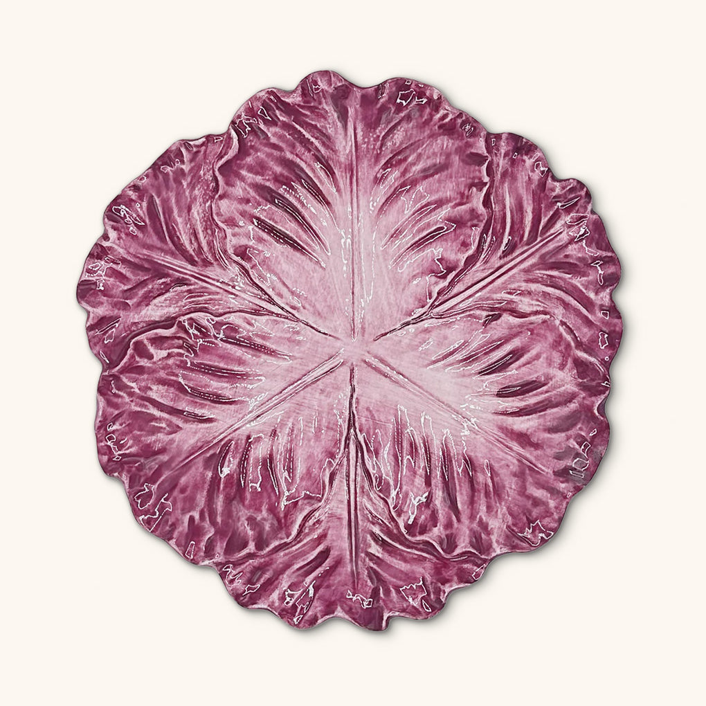 Platos Trinche en Forma de Hoja de Repollo Morado de 24 cm