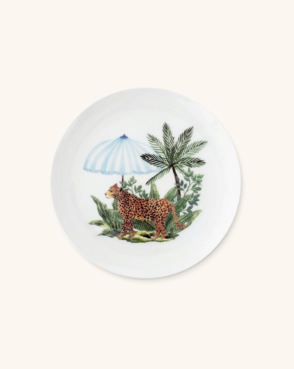 Platos de Ensalada con Leopardo y Sombrilla