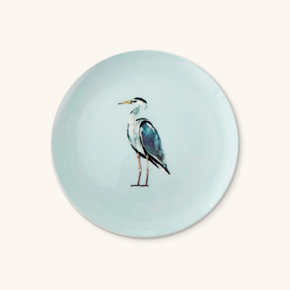 Platos para Ensalada Azul Claro con Garza Gris