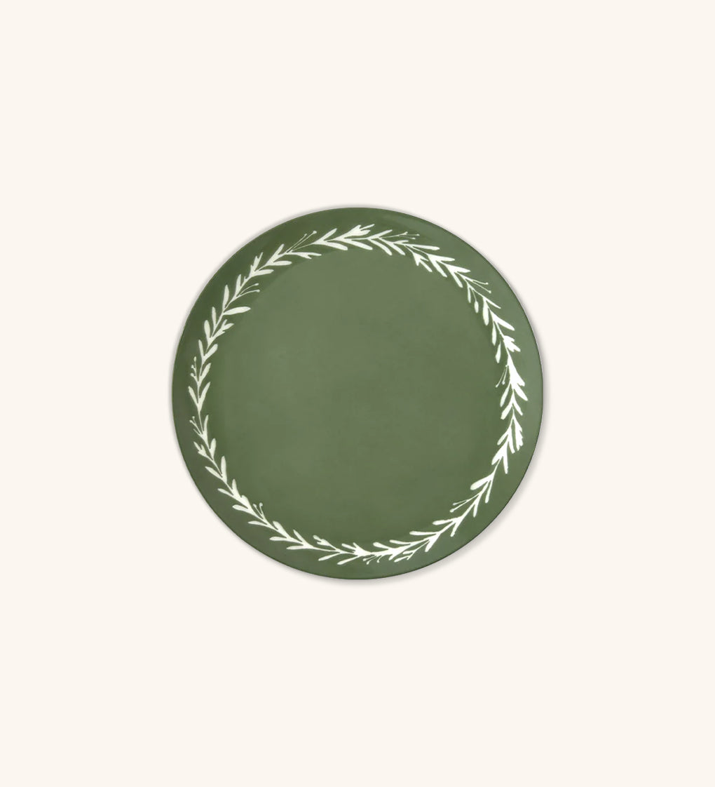 Platos para Pan Verde con Guirnalda Blanca