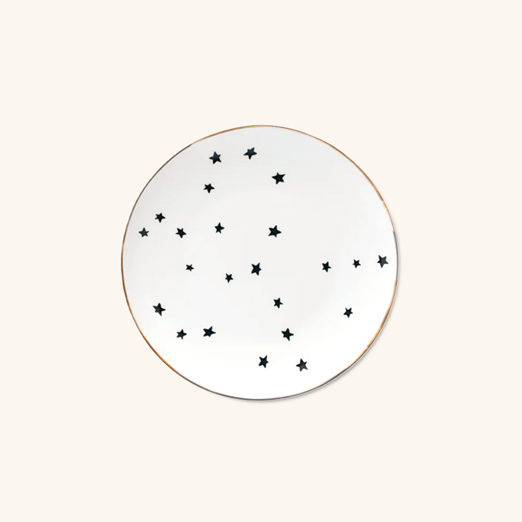 Platos para Pan con Estrellas y Orilla de Oro de 24 Kilates,