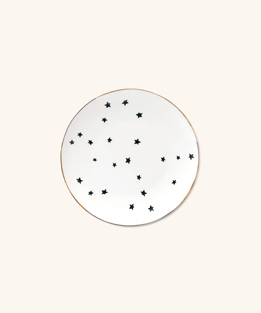 Platos para Pan con Estrellas y Orilla de Oro de 24 Kilates,
