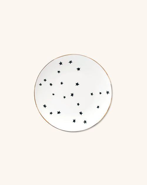 Platos para Pan con Estrellas y Orilla de Oro de 24 Kilates, set de 4