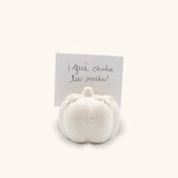Porta Tarjetas para personalizar lugares en forma de Calabaza en Cerámica Blanca